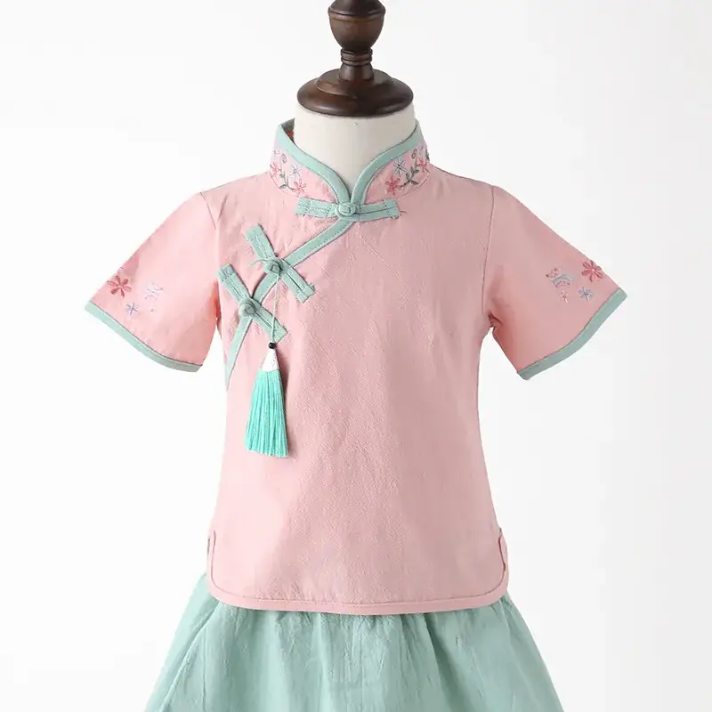 Children's Hanfu Tang Suit Cheongsam Green