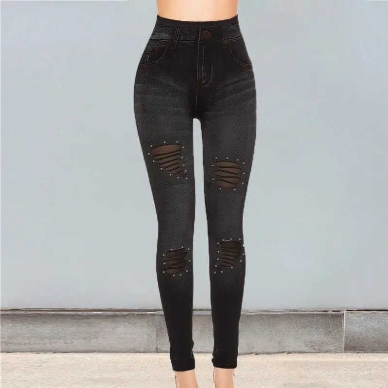 Seamless Cotton Leggings with Hollow Knee Detail