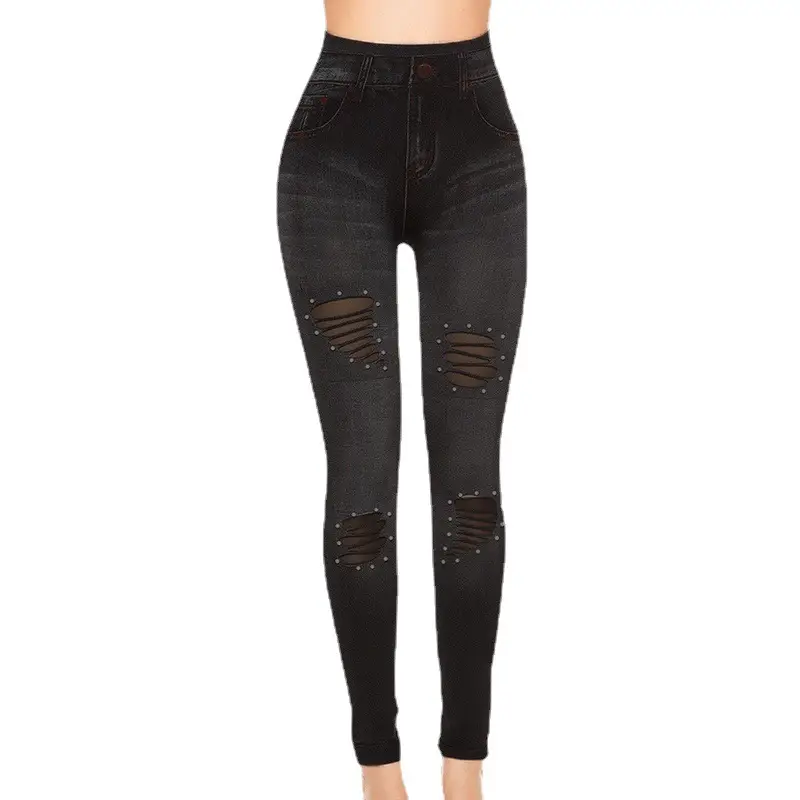 Seamless Cotton Leggings with Hollow Knee Detail