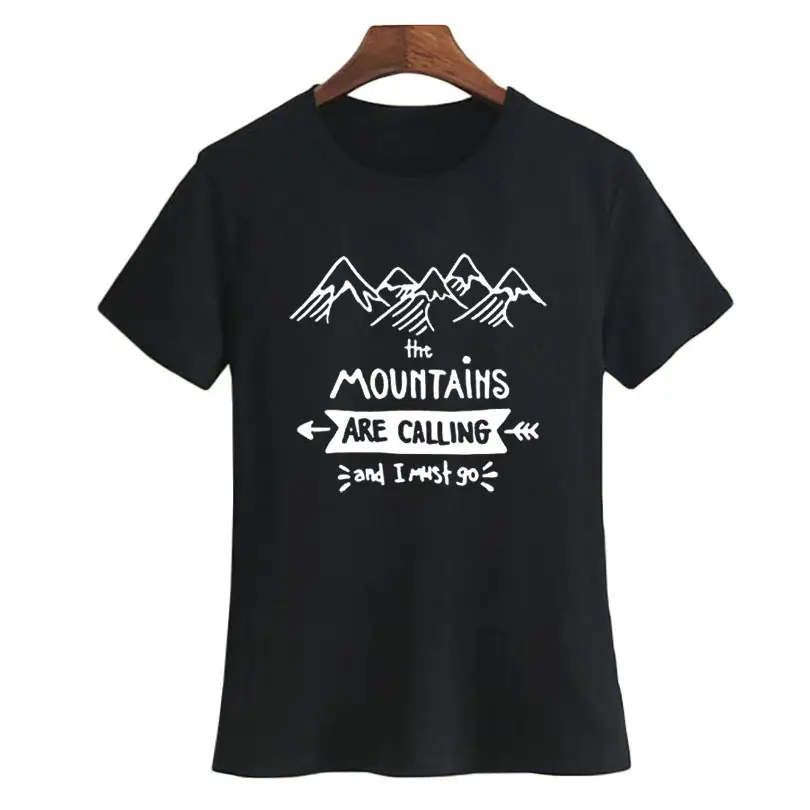 Men Women T-Shirt Mountains Calling Design White - Image 3