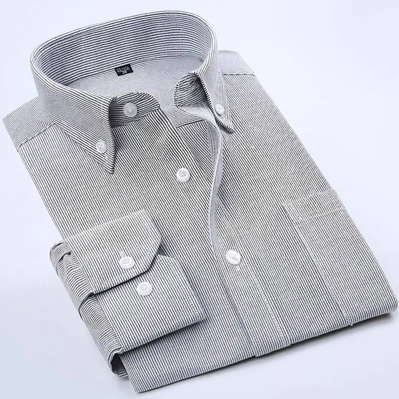 Men's Blue Long Sleeve Shirt Solid Color Spring Autumn - Image 11