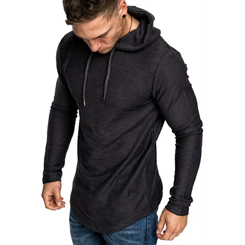 Men Black Hooded T-Shirt Short Sleeve Fit - Image 8
