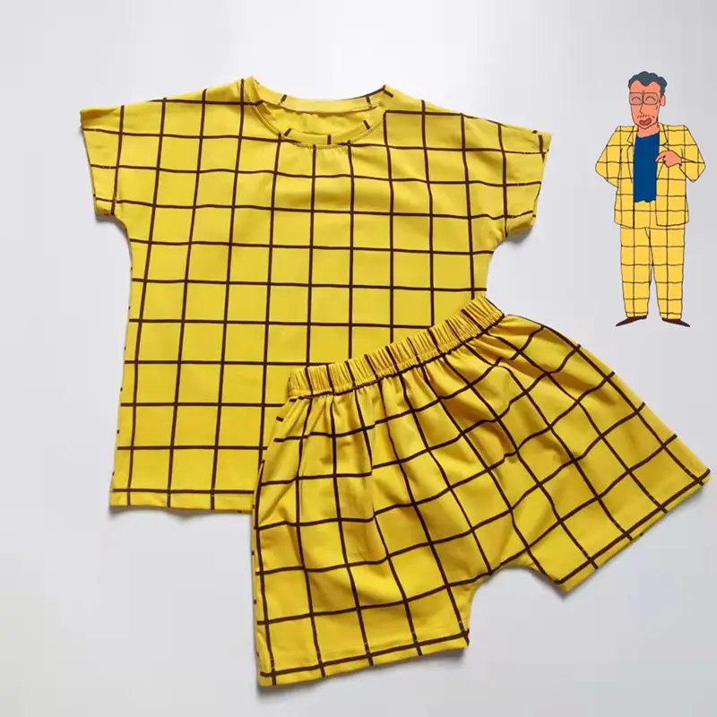Black Adam Crayon Small New Pajamas Children's Summer Boys' and Girls' Short-sleeved Shorts Suit Family of Three - Image 5