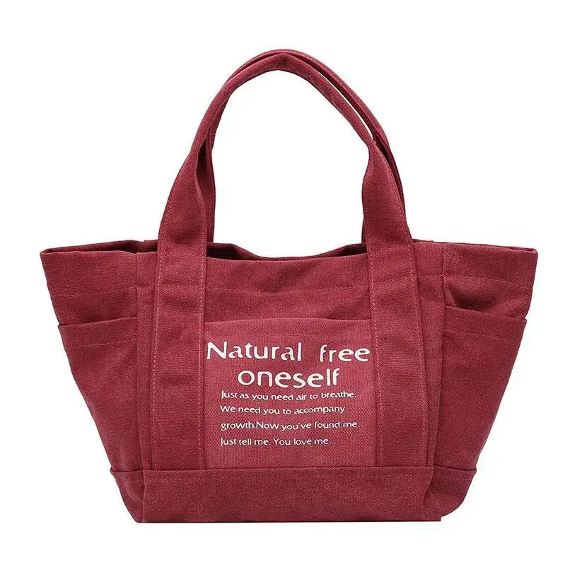 2019 Korean Style Women's Canvas Shoulder Bag Red - Image 10
