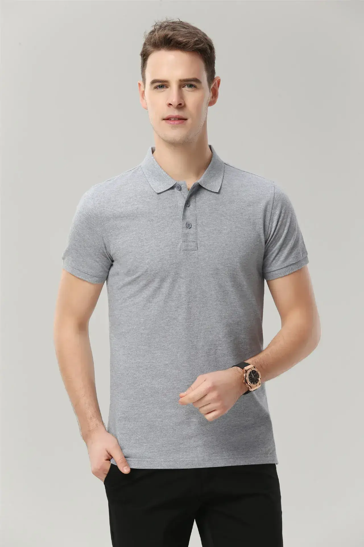 Men White Polo T-Shirt with Logo Print - Image 3