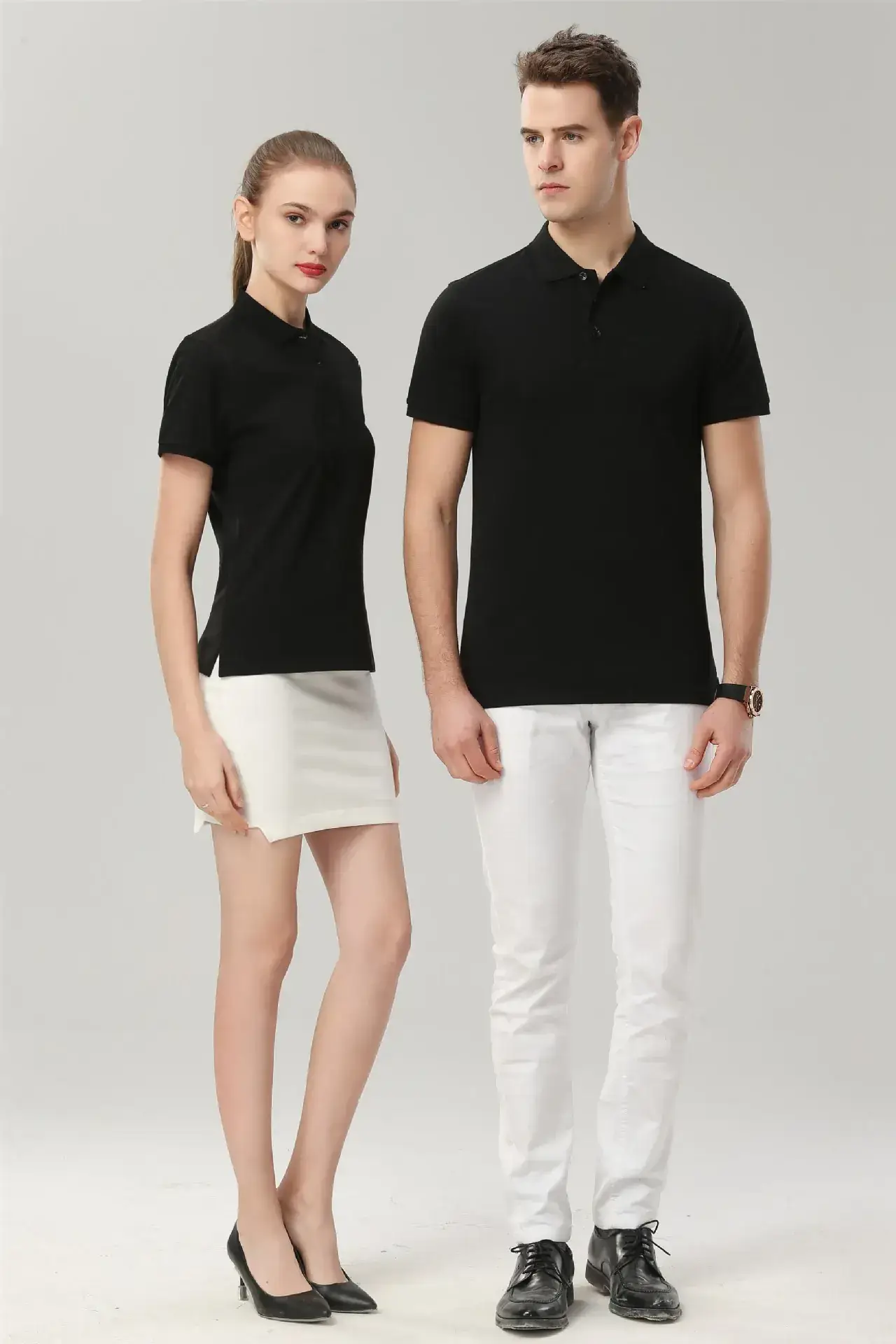Men White Polo T-Shirt with Logo Print - Image 4