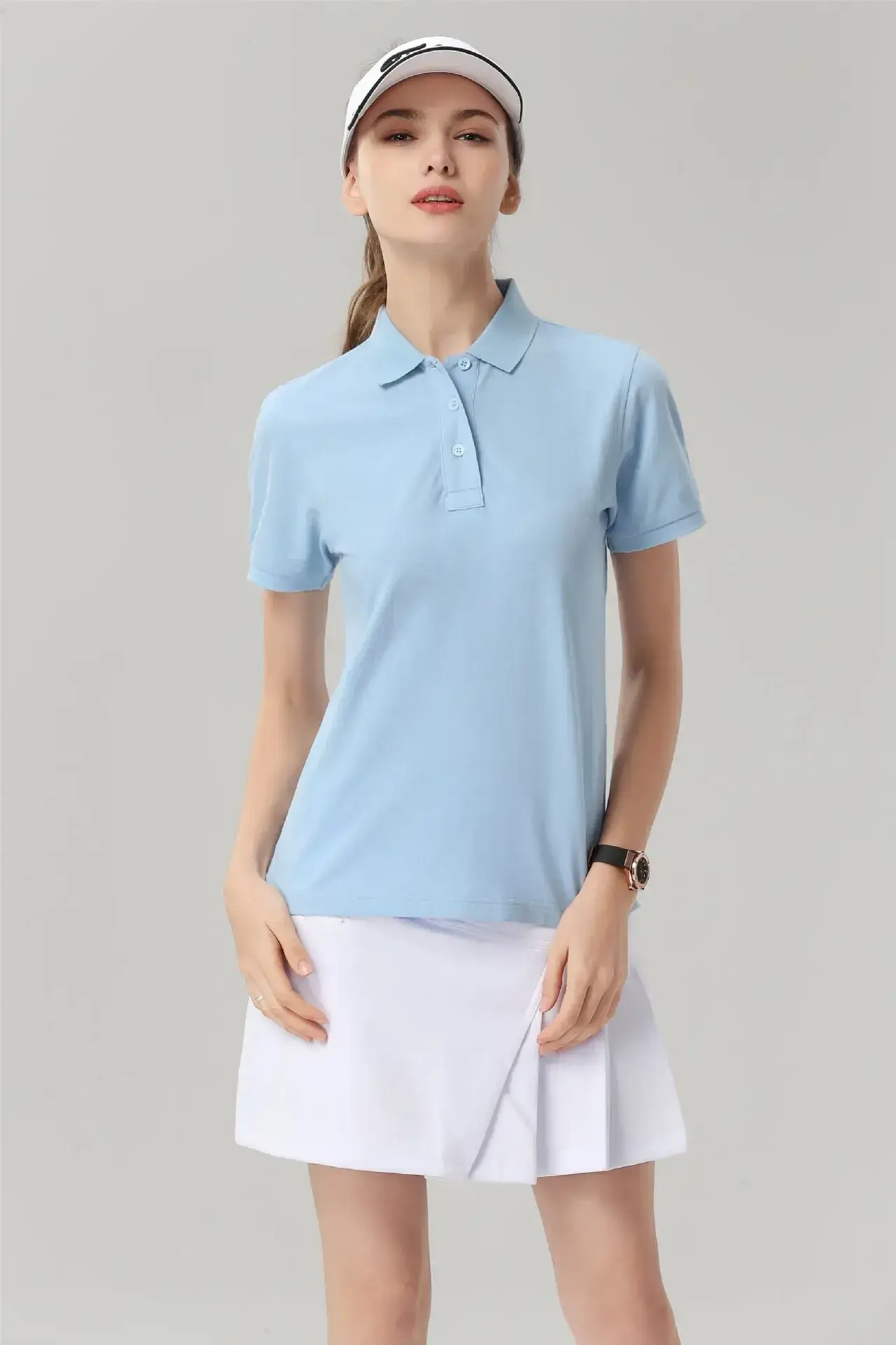 Men White Polo T-Shirt with Logo Print - Image 5