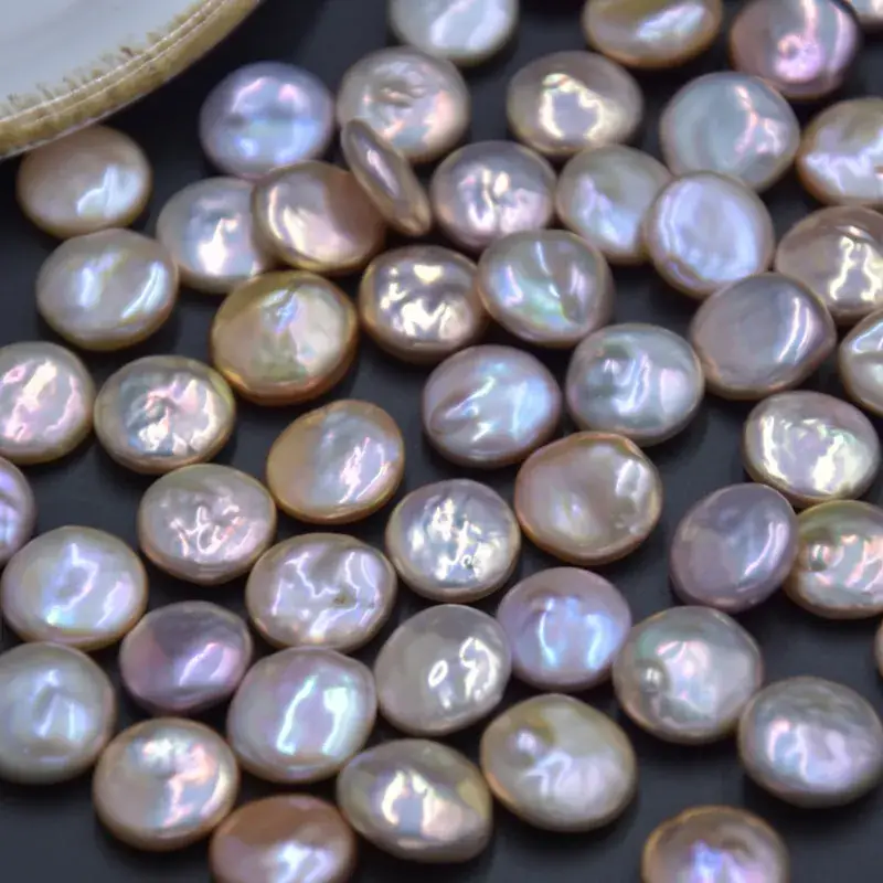 Natural Pearl Color Mixed 13-14mm Flat Baroque Shaped