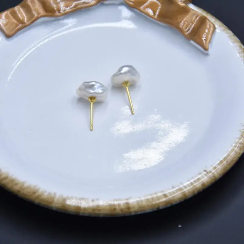 Aurora Baroque Pearl Keshi Earrings 925 Silver - Image 4