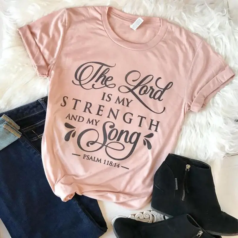 The Lord Is My Strength and My Song T-Shirt Pink