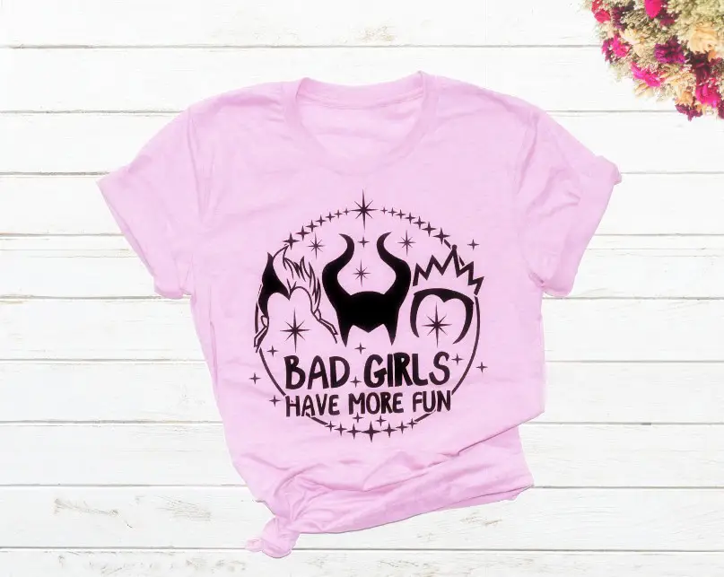 Bad Girls Tee Pink Short Sleeve European American