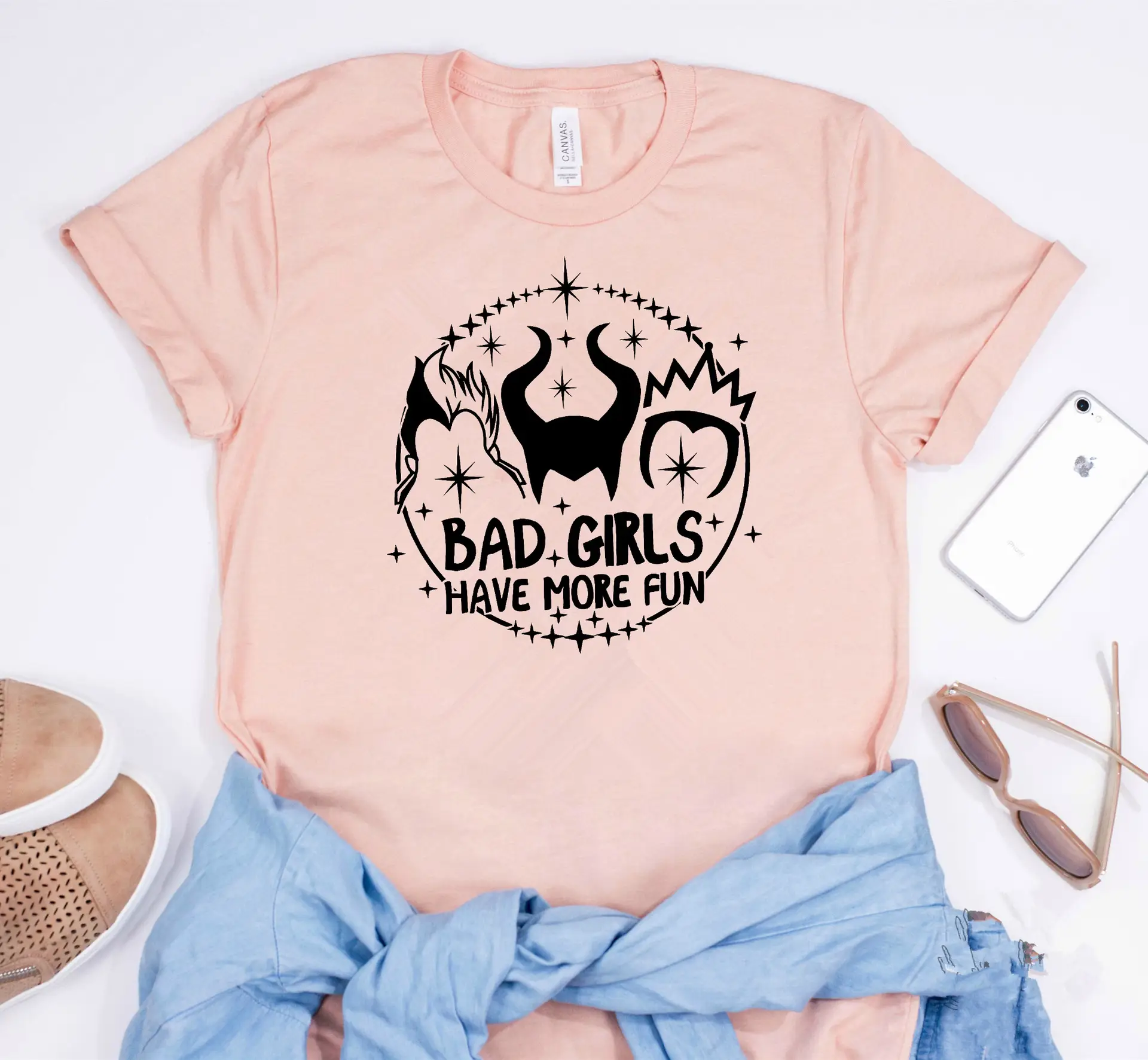 Bad Girls Tee Pink Short Sleeve European American