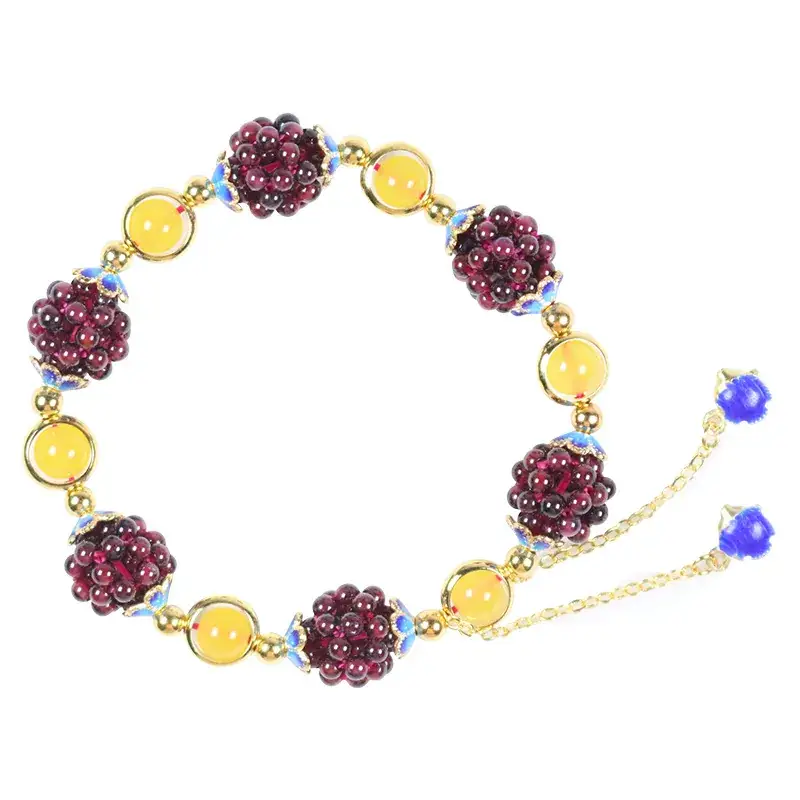 Natural Woven Wine Red Garnet Bracelet for Women - Image 6