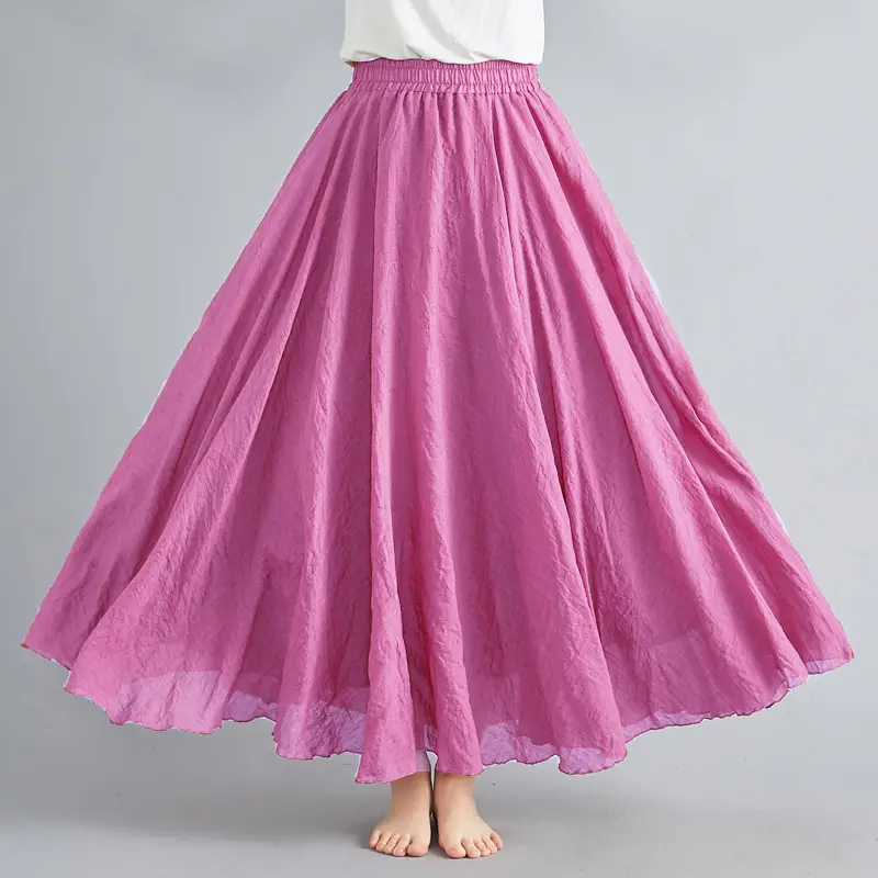 Mori Girl Linen A-Line Skirt Large Purple - Image 42