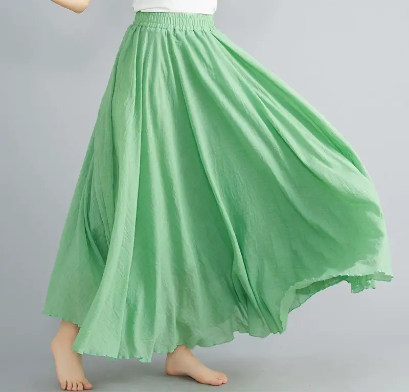 Mori Girl Linen A-Line Skirt Large Purple — feature 21