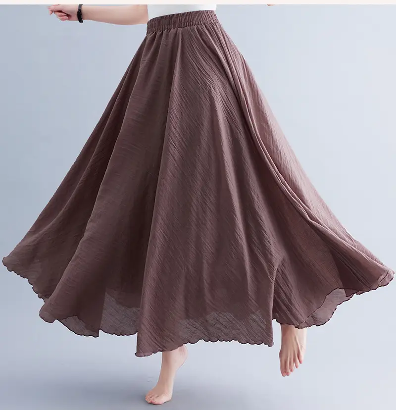 Mori Girl Linen A-Line Skirt Large Purple - Image 26