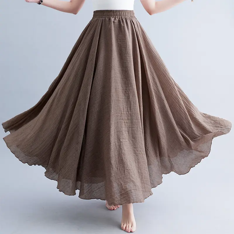 Mori Girl Linen A-Line Skirt Large Purple - Image 27