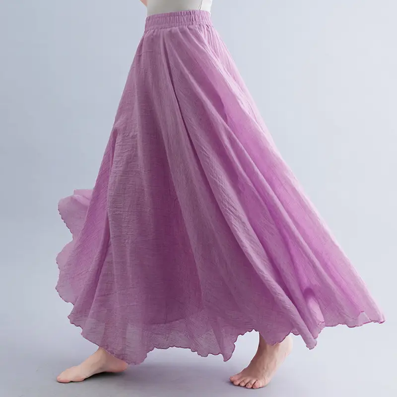 Mori Girl Linen A-Line Skirt Large Purple - Image 28
