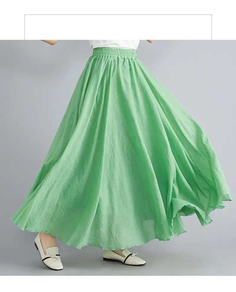 Mori Girl Linen A-Line Skirt Large Purple - Image 6
