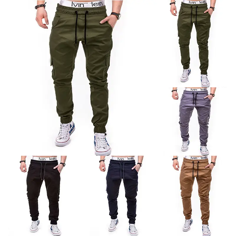 Men Black Lace Belt Trousers Ankle Tied Casual Pants - Image 6
