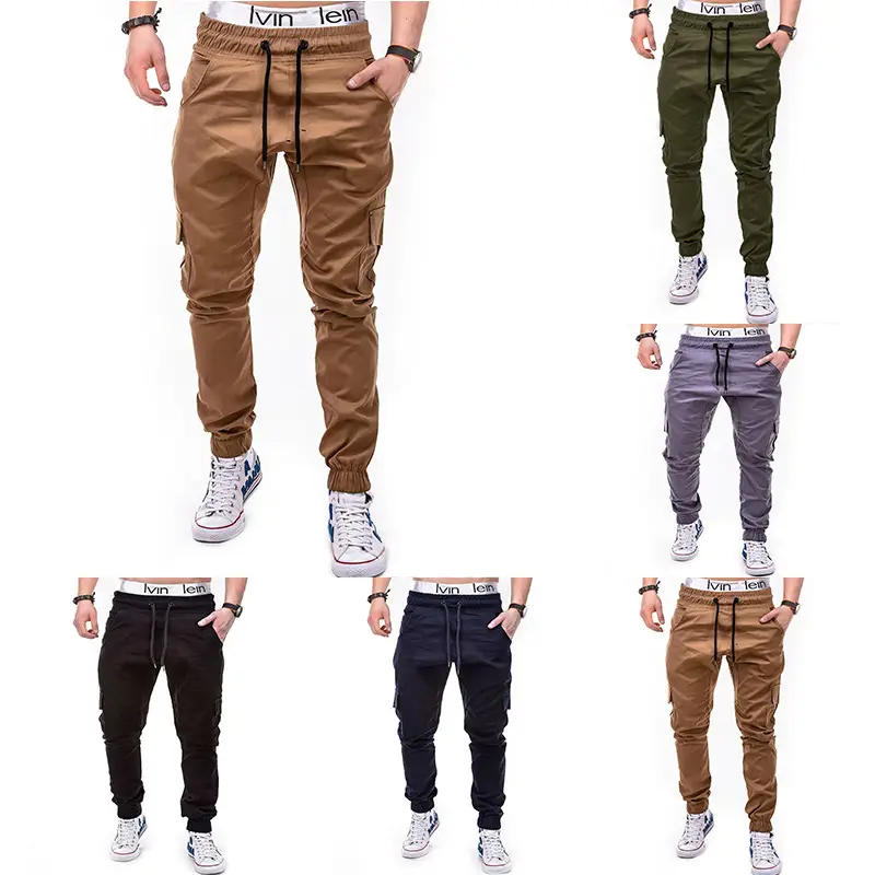 Men Black Lace Belt Trousers Ankle Tied Casual Pants - Image 7