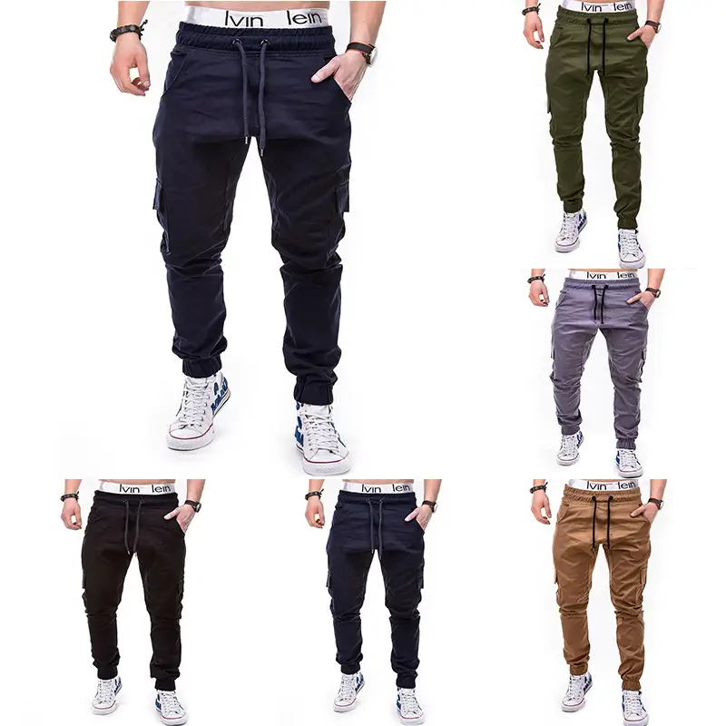 Men Black Lace Belt Trousers Ankle Tied Casual Pants - Image 10