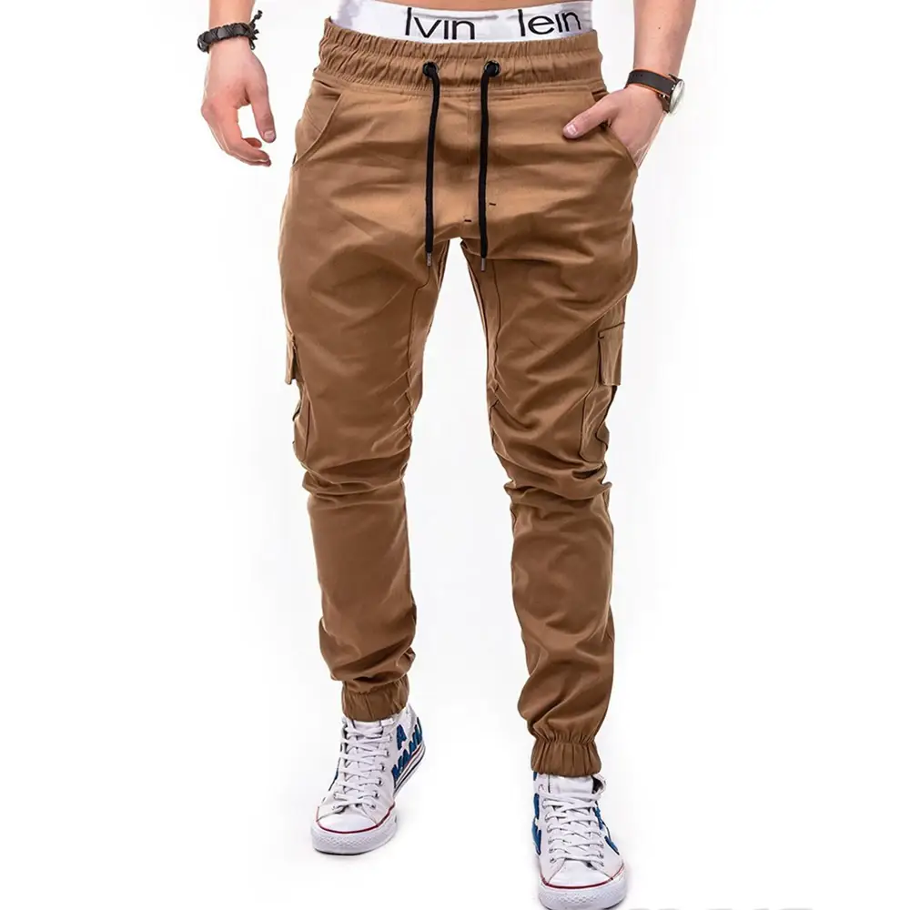 Men Black Lace Belt Trousers Ankle Tied Casual Pants — feature 3