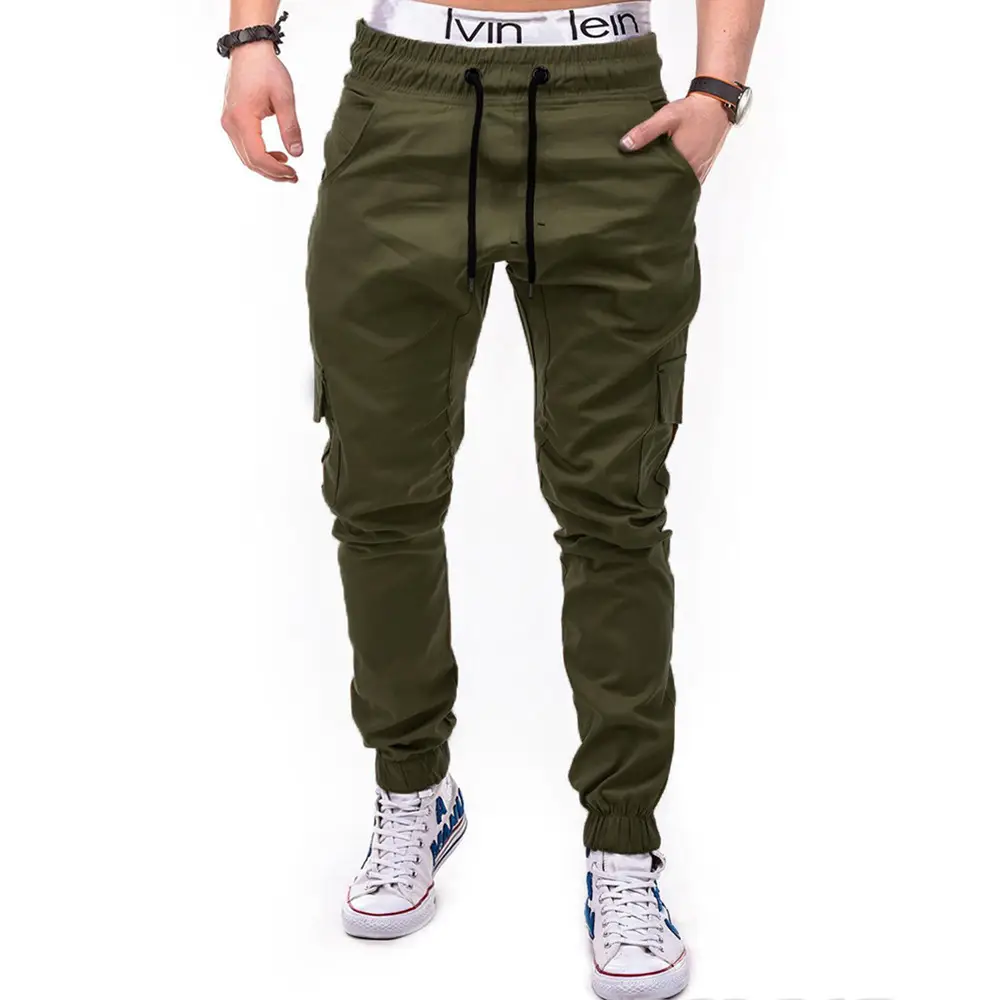 Men Black Lace Belt Trousers Ankle Tied Casual Pants - Image 5