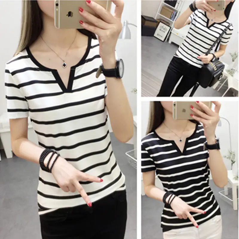 Women Striped T-Shirt Large Summer 2023 - Image 3
