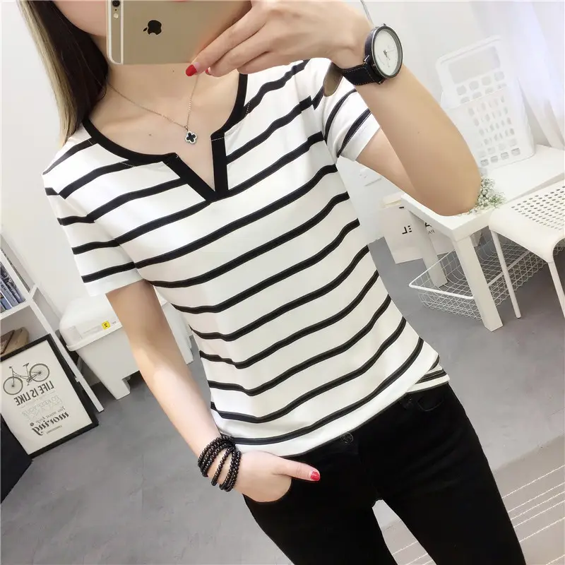 Women Striped T-Shirt Large Summer 2023 - Image 6