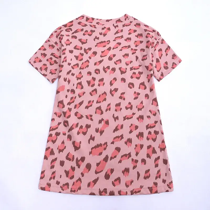 Girls Leopard Print Cotton T-Shirt Pink 2025 - Image 3