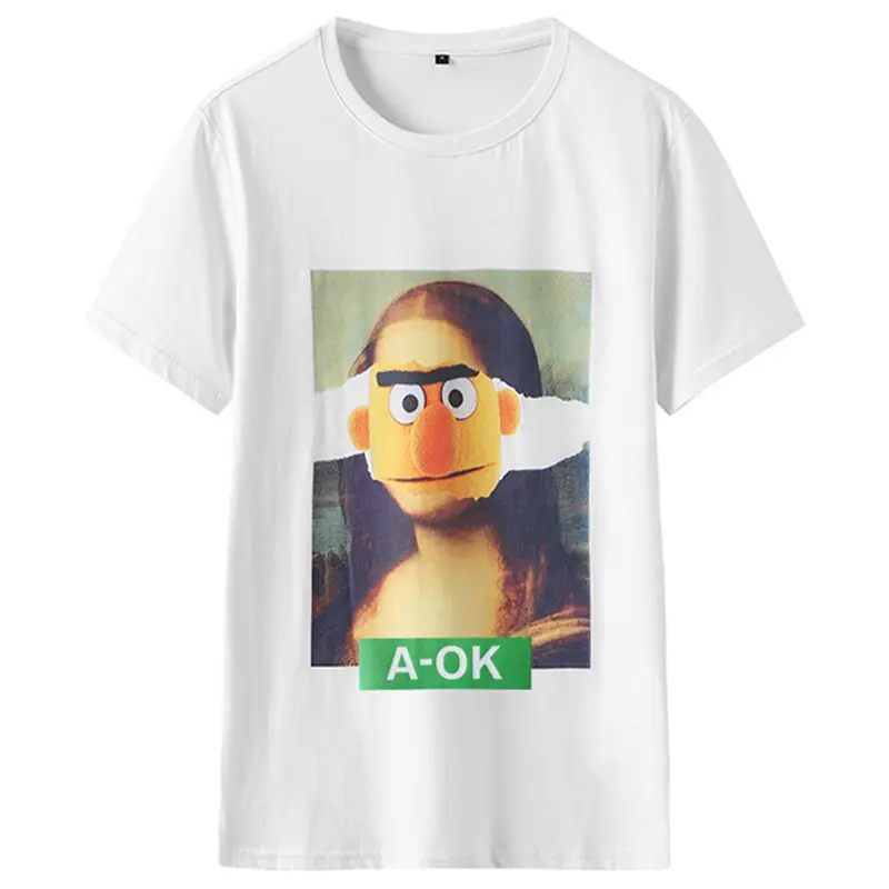 Unisex Cartoon Print Cotton T-Shirt White 2025