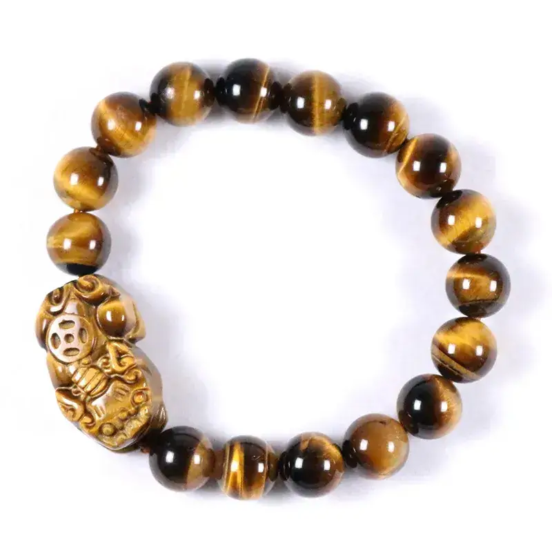 Natural Tiger Eye Bracelet with Lucky Pixiu Design - Image 5
