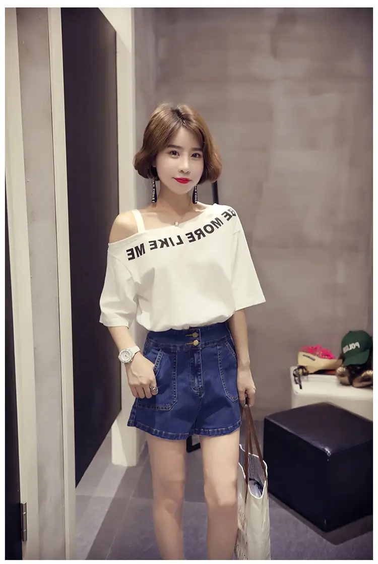 Women Off-Shoulder Printed T-Shirt Red White 2025 — feature 10