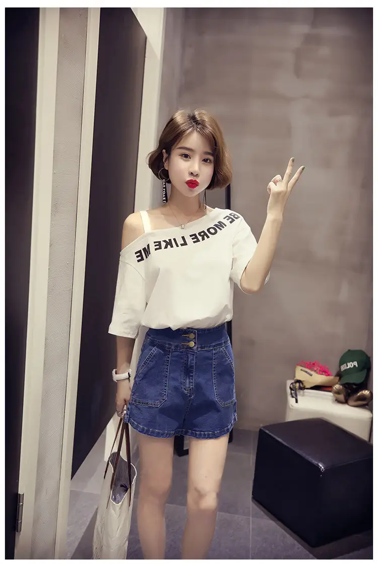 Women Off-Shoulder Printed T-Shirt Red White 2025 — feature 12