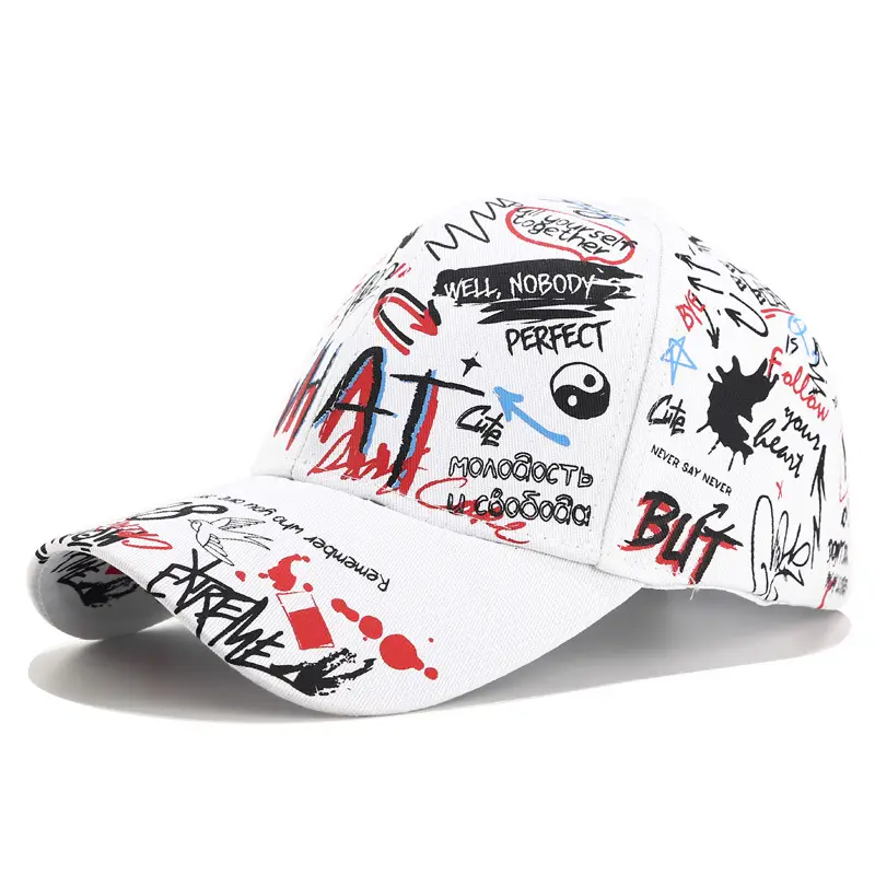 Graffiti Baseball Cap Black Korean Style Unisex
