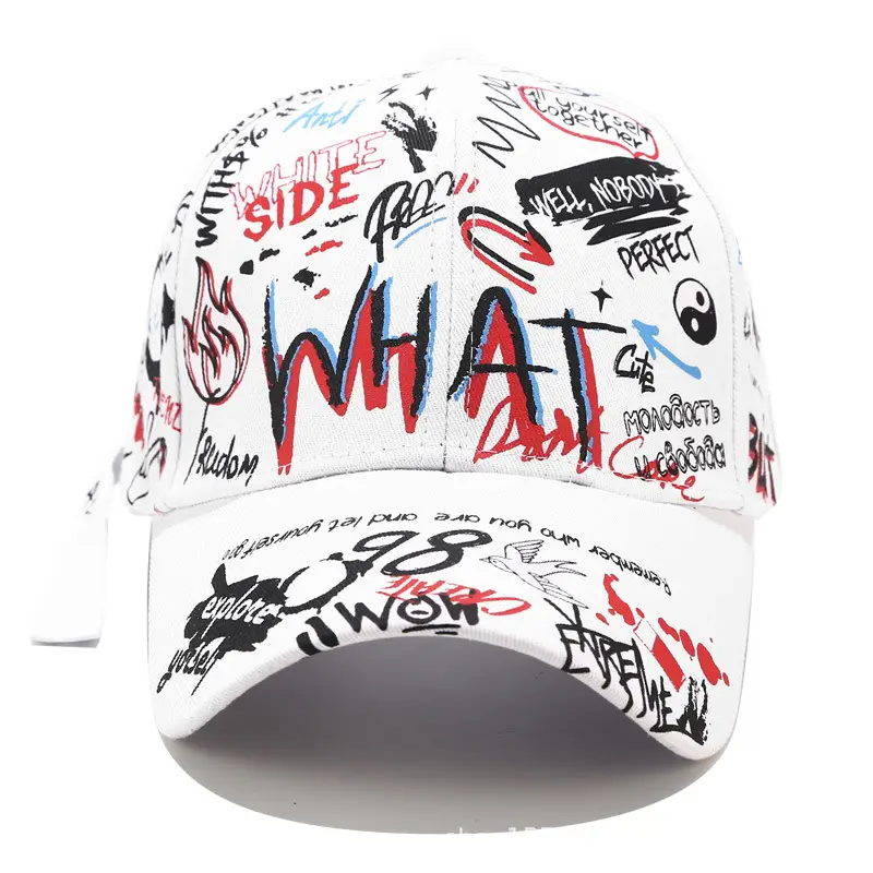 Graffiti Baseball Cap Black Korean Style Unisex
