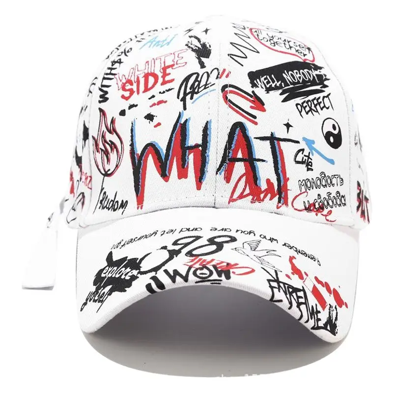Graffiti Baseball Cap Black Korean Style Unisex