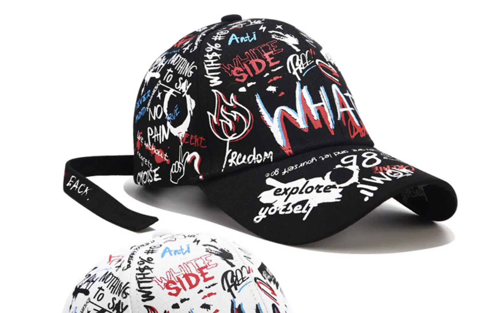 Graffiti Baseball Cap Black Korean Style Unisex — feature 14