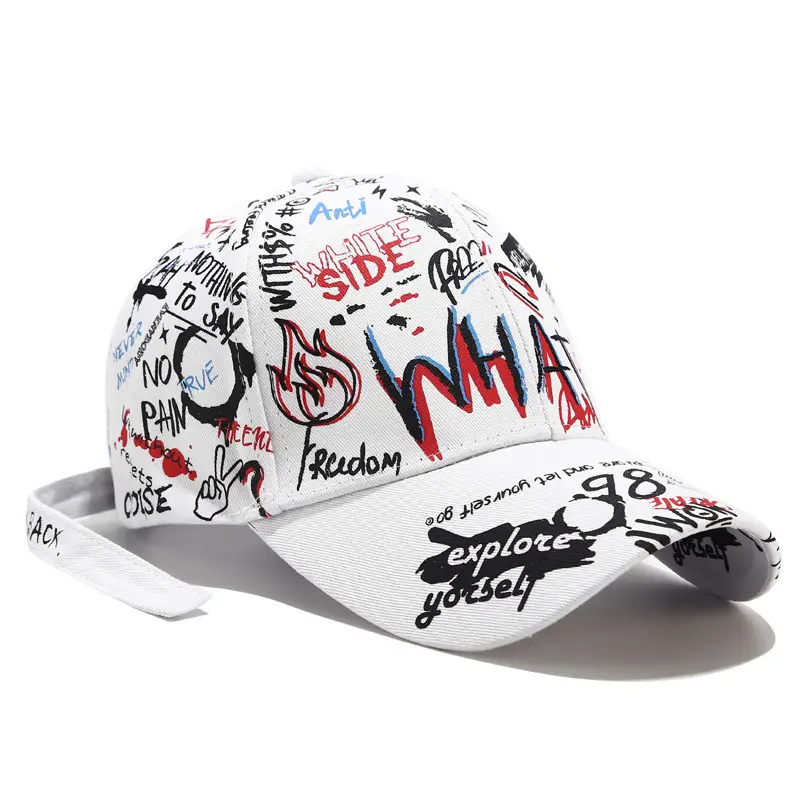 Graffiti Baseball Cap Black Korean Style Unisex