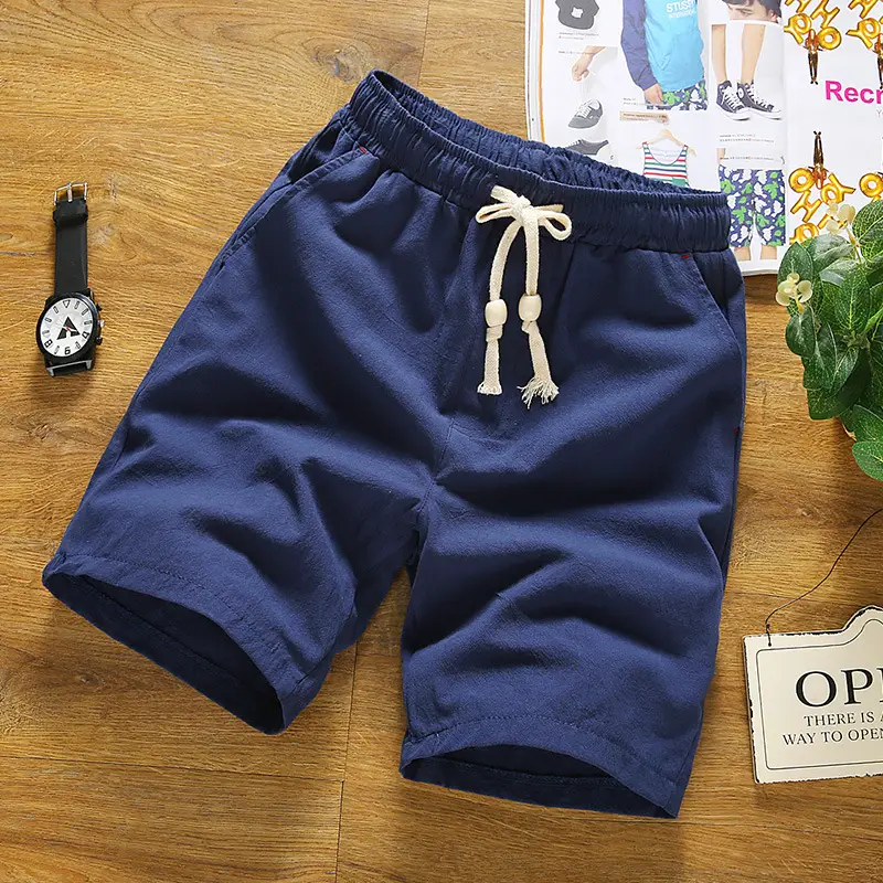 Men Cotton Drawstring Shorts White Large - Image 4
