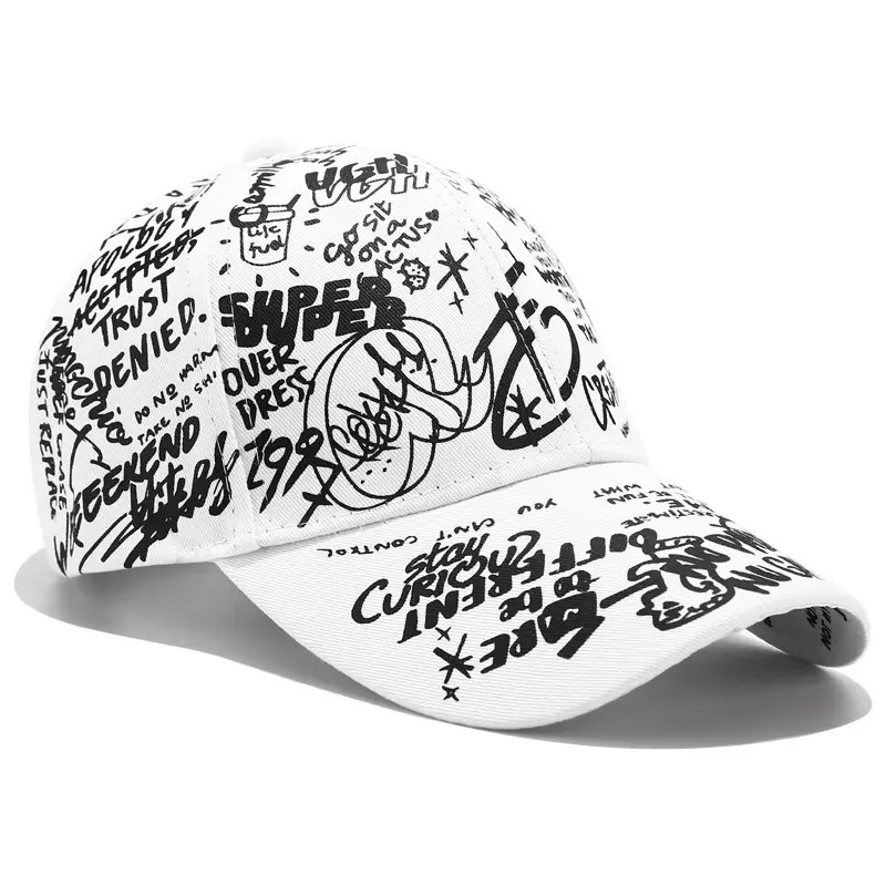 Red Korean Style Graffiti Cap Unisex Casual Duckbill - Image 2