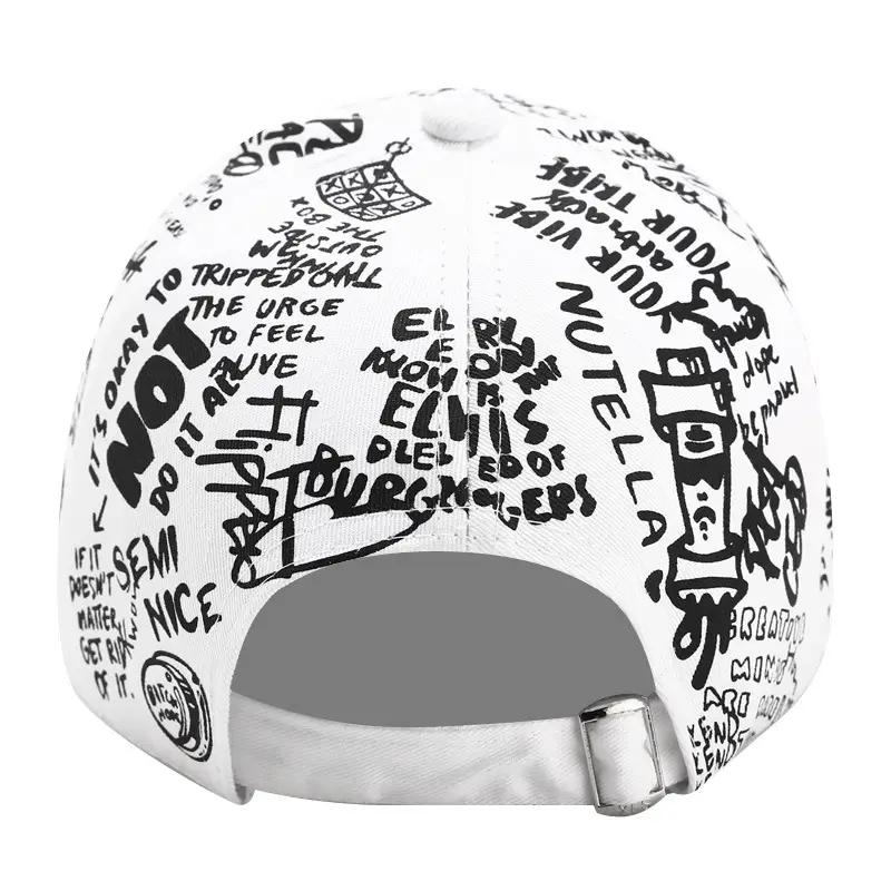 Red Korean Style Graffiti Cap Unisex Casual Duckbill - Image 6