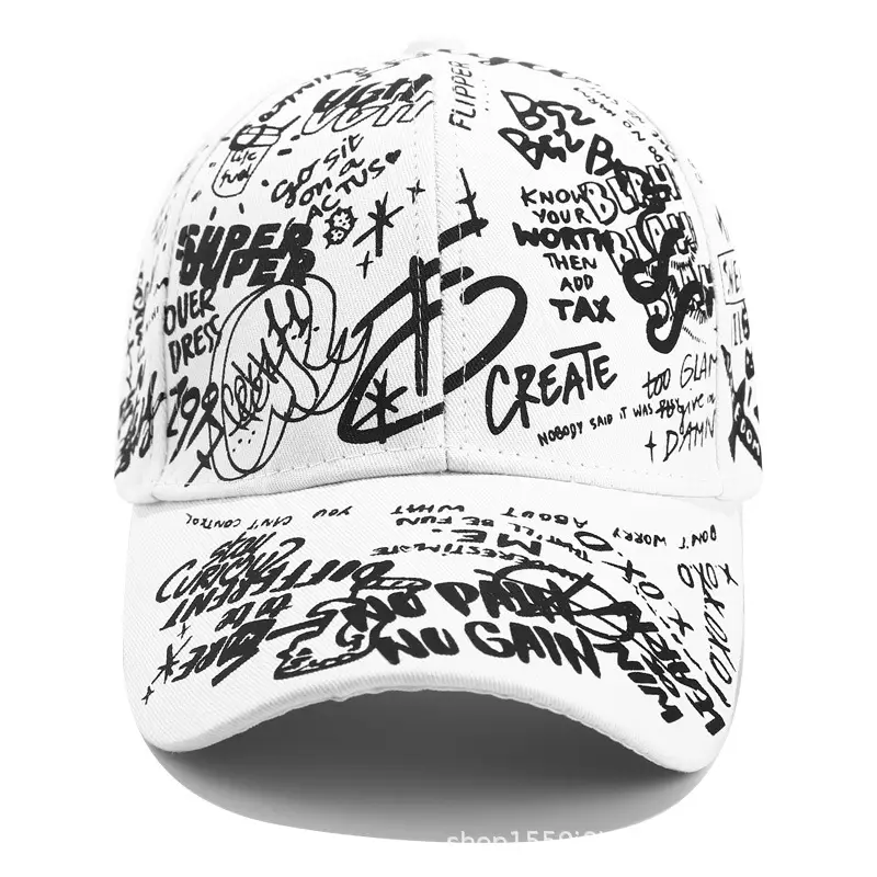 Red Korean Style Graffiti Cap Unisex Casual Duckbill - Image 8