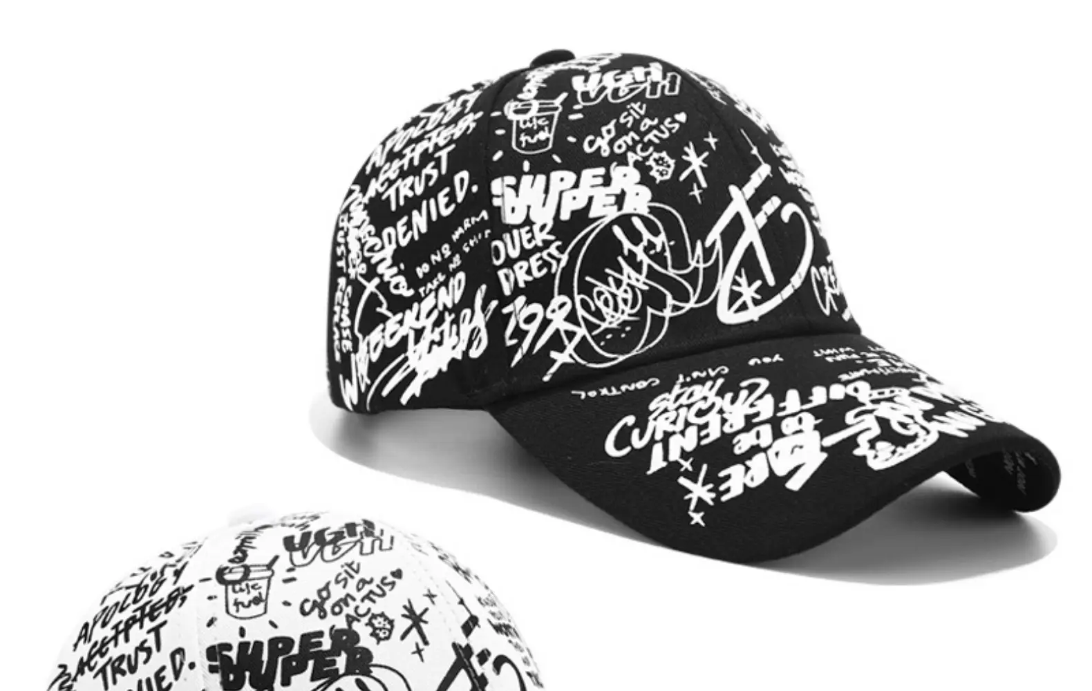 Red Korean Style Graffiti Cap Unisex Casual Duckbill — feature 15
