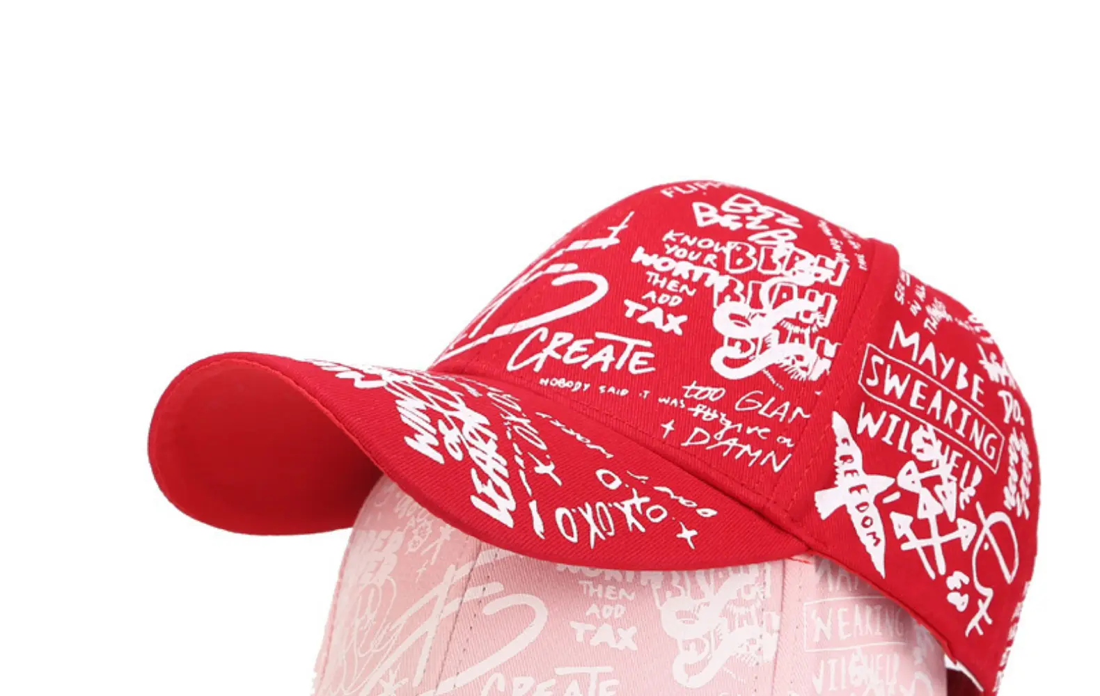 Red Korean Style Graffiti Cap Unisex Casual Duckbill — feature 17