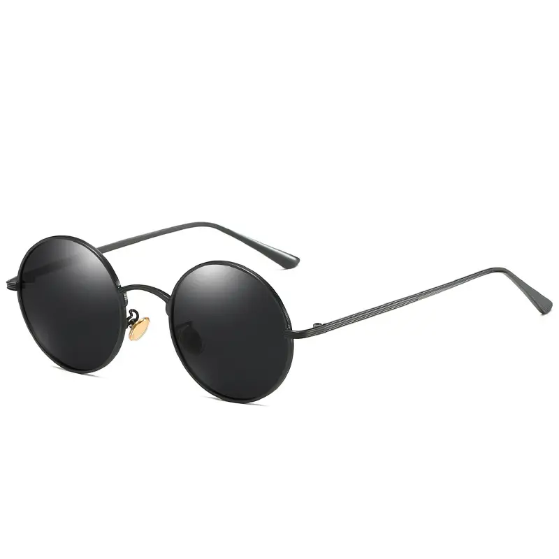 Punk Round Sunglasses Gold Frame Polarized