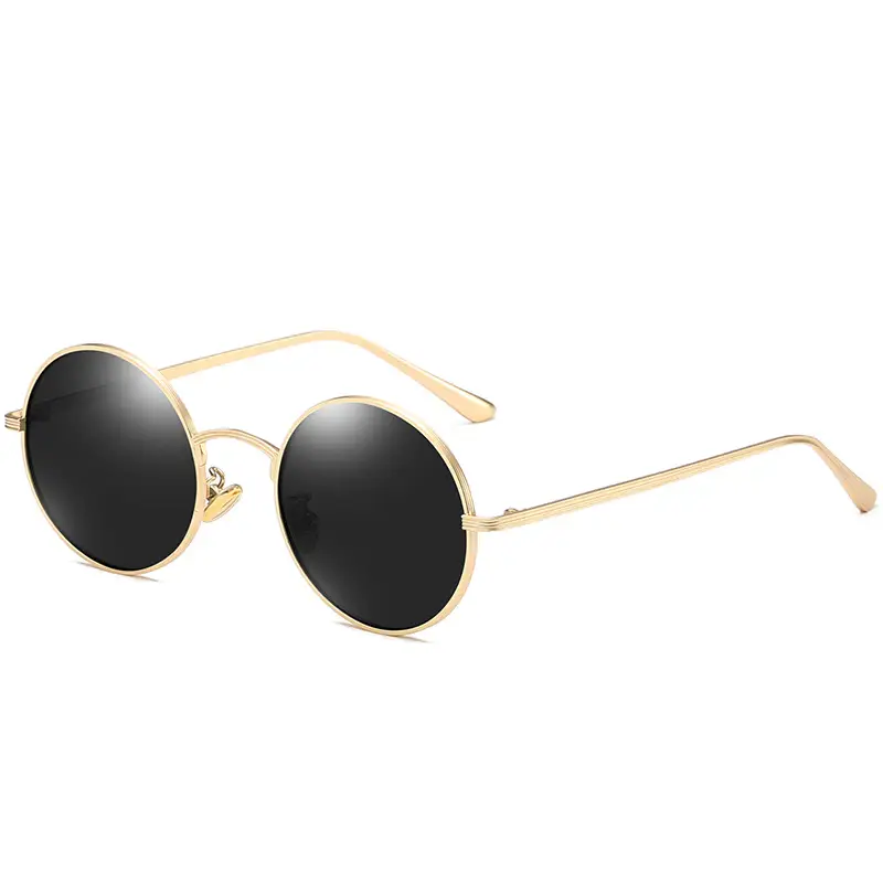 Punk Round Sunglasses Gold Frame Polarized