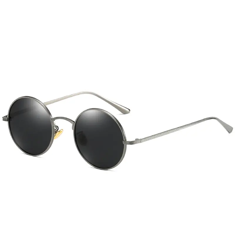 Punk Round Sunglasses Gold Frame Polarized