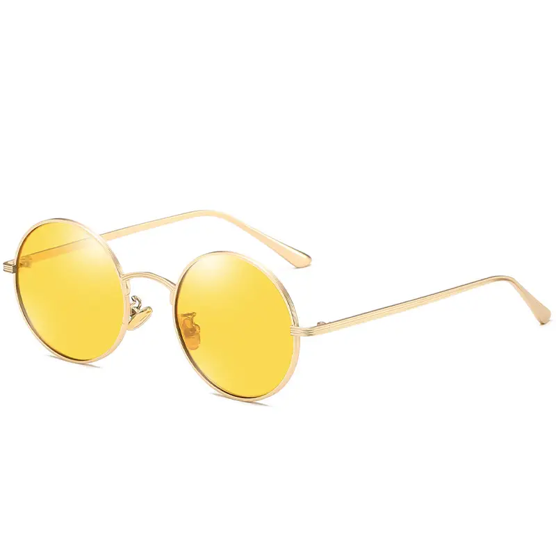 Punk Round Sunglasses Gold Frame Polarized